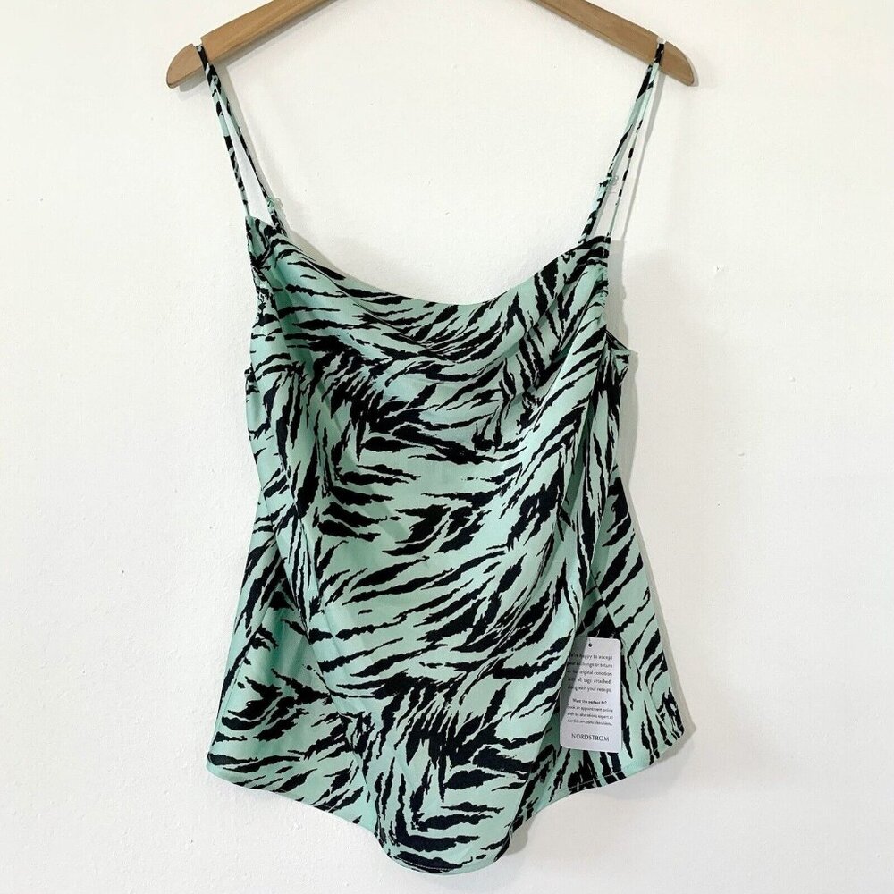 NORDSTROM Wayf Women's Mint Green & Black Zebra PrintTop Size M - NWT $49